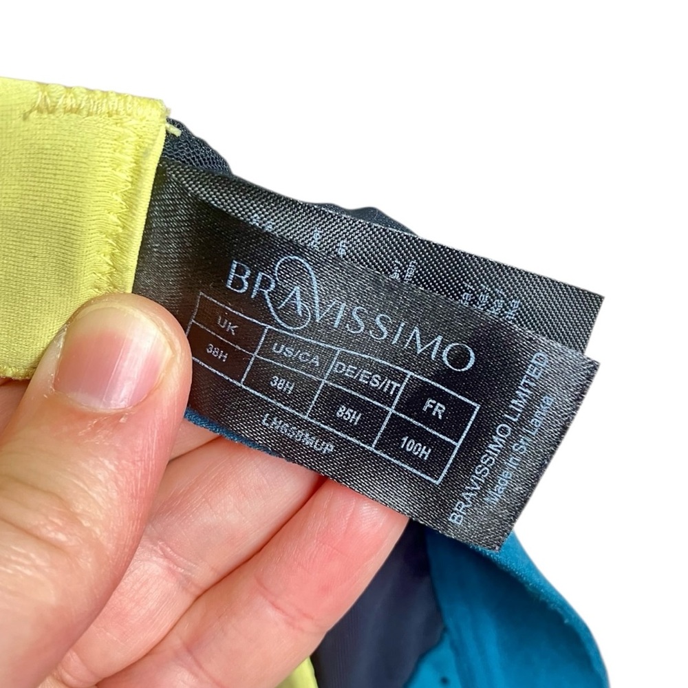 Bravissimo Colorblock Sports Bra Back Hook and Eye Closure Women's Size 38H - Picture 5 of 6